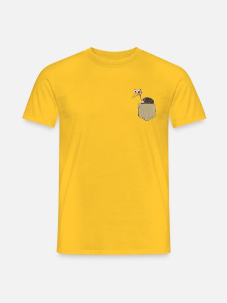 Lustiger Emu in Brusttasche Used Look - Männer T-Shirt - Gelb