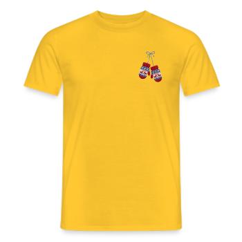 Christmas mittens in embroidered look (printed) - Men's T-Shirt - yellow - Front - AI Model Male 178 dark (178cm)