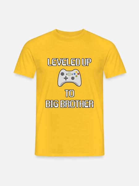 Leveled Up To Big Brother Gaming - Men's T-Shirt - yellow