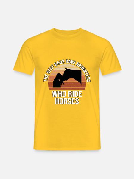 Väter und Töchter, die Pferde reiten - Männer T-Shirt - Gelb