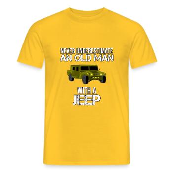 Old Man Jeep Adventure - Men's T-Shirt - yellow - Front - AI Model Male 178 dark (178cm)