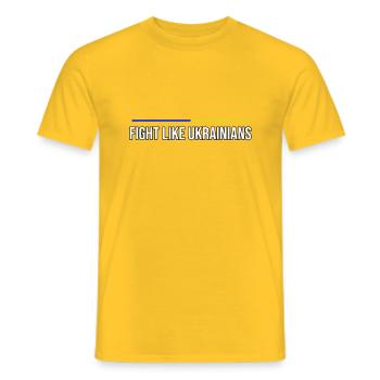 Bannière Fight Like Ukrainians - T-shirt homme - jaune - Devant - AI Model Male 178 dark (178cm)