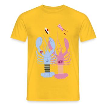 Bretagne - Homards bleu et rose - T-shirt homme - jaune - Devant - AI Model Male 178 dark (178cm)