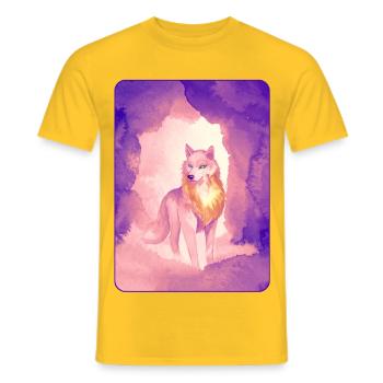 White Wolf in Watercolor 2 (Purple) - Men's T-Shirt - yellow - Front - AI Model Male 178 dark (178cm)