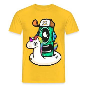 Unicorno Robot d’Aventure - T-shirt homme - jaune - Devant - AI Model Male 178 dark (178cm)