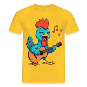 Chicken Playing Guitar - Men's T-Shirt - yellow - Front - AI Model Male 178 dark (178cm)
