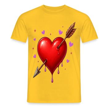 Heart Pierced by Arrow – Minimal Love Design - T-shirt homme - jaune - Devant - AI Model Male 178 dark (178cm)