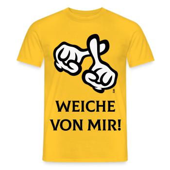 Weiche Von Mir! (Kreuz / Bibel / Religion / 2C) - Männer T-Shirt - Gelb - Vorne - AI Model Male 178 dark (178cm)