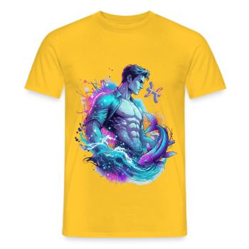 Poissons_Astro_Homme - T-shirt homme - jaune - Devant - AI Model Male 178 dark (178cm)