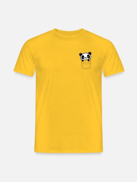 Panda Peeking From Pocket - Men's T-Shirt - yellow
