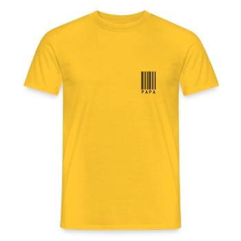 You will / are a dad in barcode design - Men's T-Shirt - yellow - Front - AI Model Male 178 dark (178cm)