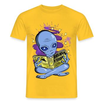 Alien - Believe in yourself - Men's T-Shirt - yellow - Front - AI Model Male 178 dark (178cm)