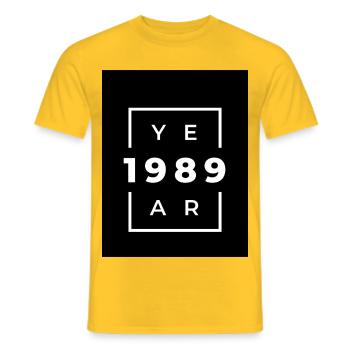 Design typographique année 1989 - T-shirt homme - jaune - Devant - AI Model Male 178 dark (178cm)