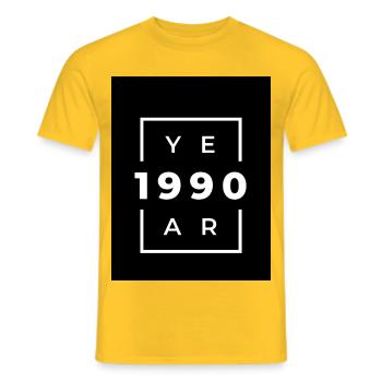 Design Graphique Anniversaire 1990 - T-shirt homme - jaune - Devant - AI Model Male 178 dark (178cm)