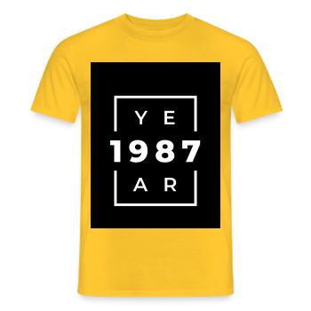 Design Anniversaire 1987 Minimaliste - T-shirt homme - jaune - Devant - AI Model Male 178 dark (178cm)