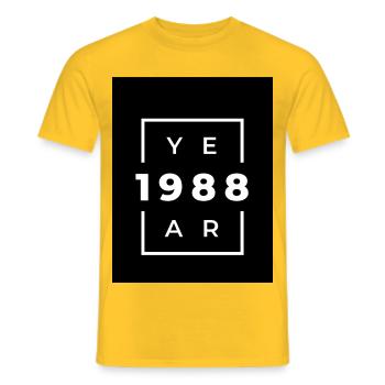 Design Typographique Année 1988 - T-shirt homme - jaune - Devant - AI Model Male 178 dark (178cm)