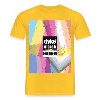 Dyke March Nbg 2026 - Männer T-Shirt - Gelb - Vorne - AI Model Male 178 dark (178cm)
