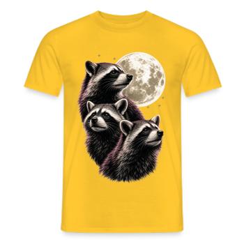 Waschbären Vollmond Nacht Tierliebhaber Lustig - Männer T-Shirt - Gelb - Vorne - AI Model Male 178 dark (178cm)