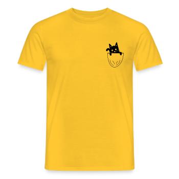 Cat Chest Bag Pet - Men's T-Shirt - yellow - Front - AI Model Male 178 dark (178cm)