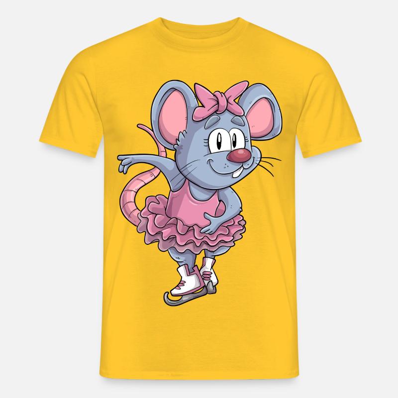 Schlittschuh Maus / Eiskunstlauf Mäuschen - Männer T-Shirt - Gelb