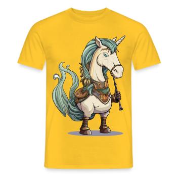 Einhorn Dudelsack Motiv - Männer T-Shirt - Gelb - Vorne - AI Model Male 178 dark (178cm)