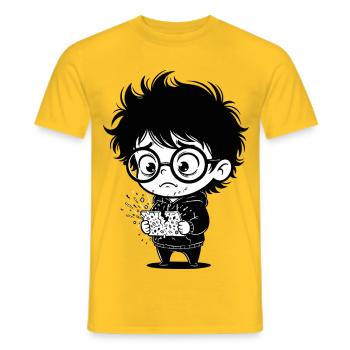 Digital Stress Broken Tablet Child Sticker - Men's T-Shirt - yellow - Front - AI Model Male 178 dark (178cm)