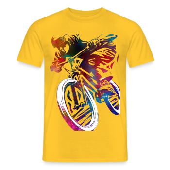 Un vélo coloré dans l’abstraction - T-shirt homme - jaune - Devant - AI Model Male 178 dark (178cm)
