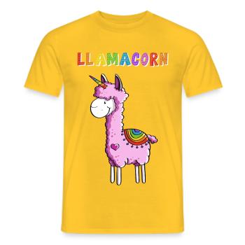 Llamacorn - Lama Unicorn - Bande dessinée - Cadeau Fun - T-shirt homme - jaune - Devant - AI Model Male 178 dark (178cm)