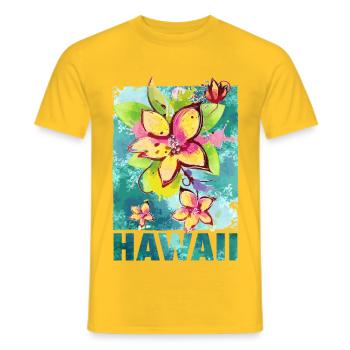 Hawaii - Flower - Summer - Orchid - Aloha - Men's T-Shirt - yellow - Front - AI Model Male 178 dark (178cm)