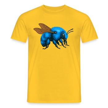 Bourdon bleu à droite - T-shirt homme - jaune - Devant - AI Model Male 178 dark (178cm)