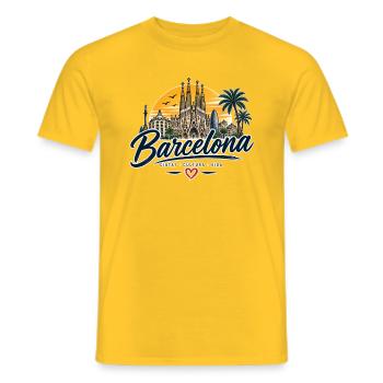 Barcelona – Ciutat, Cultura & Vida - Männer T-Shirt - Gelb - Vorne - AI Model Male 178 dark (178cm)