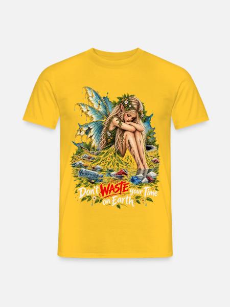 Naturfee ruft: Don't Waste Your Time - Männer T-Shirt - Gelb