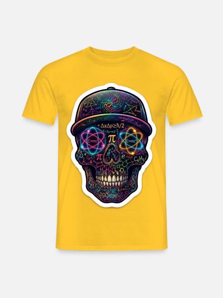 Neon-Schädel der Physik - Männer T-Shirt - Gelb
