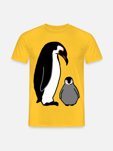 Pinguin mit Baby - Männer T-Shirt - Gelb