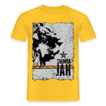 Lion face with reggae flag - Men's T-Shirt - yellow - Front - AI Model Male 178 dark (178cm)