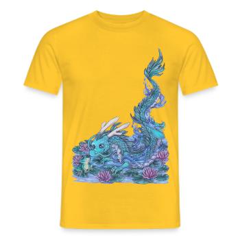 Lake Water Dragon Gift Manga Dragon Frog - Men's T-Shirt - yellow - Front - AI Model Male 178 dark (178cm)