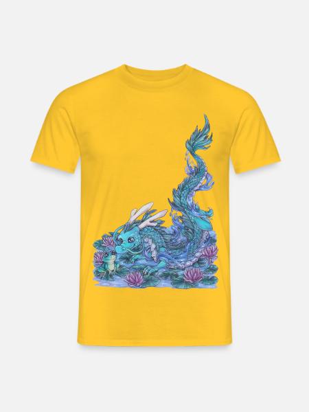 Lake Water Dragon Gift Manga Dragon Frog - Men's T-Shirt - yellow