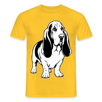 Basset-Hound_Hund_stehend_schwarzweiss - Männer T-Shirt - Gelb - Vorne - AI Model Male 178 dark (178cm)