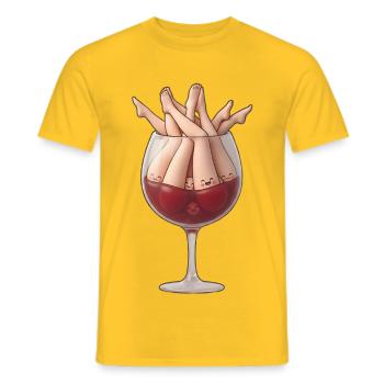 Verspielte Weinglasbeine - Männer T-Shirt - Gelb - Vorne - AI Model Male 178 dark (178cm)