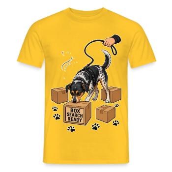BOX SEARCH READY Hund - Männer T-Shirt - Gelb - Vorne - AI Model Male 178 dark (178cm)