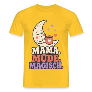 Mama. Müde. Magisch. – Lustiger Mama Spruch - Männer T-Shirt - Gelb - Vorne - AI Model Male 178 dark (178cm)