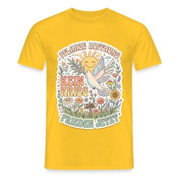 Frieden Jetzt Pflanze Hoffnung - Männer T-Shirt - Gelb - Vorne - AI Model Male 178 dark (178cm)