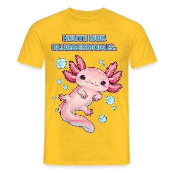 Axolotl im Blubbermodus - Männer T-Shirt - Gelb - Vorne - AI Model Male 178 dark (178cm)