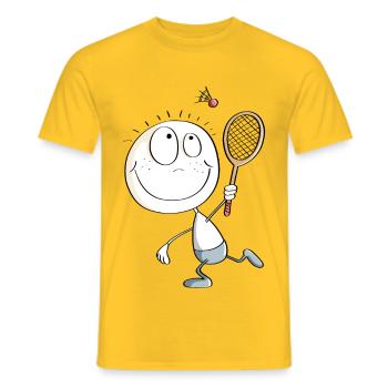 Figure drôle de bâton de joueur de badminton - T-shirt homme - jaune - Devant - AI Model Male 178 dark (178cm)