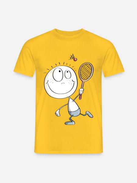 Funny badminton player stav figur - Mænd T-shirt - gul