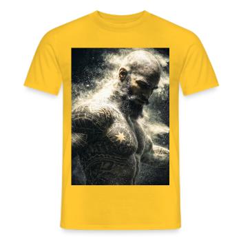 Dustbound Warrior Ink - Men's T-Shirt - yellow - Front - AI Model Male 178 dark (178cm)
