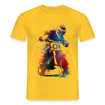 Motor Racing Sports Art #motor #sport - Men's T-Shirt - yellow - Front - AI Model Male 178 dark (178cm)