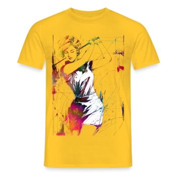 Golf player #golf - Men's T-Shirt - yellow - Front - AI Model Male 178 dark (178cm)
