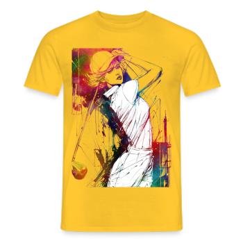 Golf player #golf - Men's T-Shirt - yellow - Front - AI Model Male 178 dark (178cm)