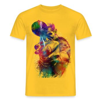 Darts Sports Art #darts #sport - Men's T-Shirt - yellow - Front - AI Model Male 178 dark (178cm)